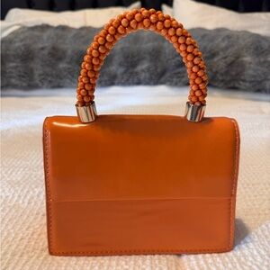 Orange patent leather hand bag Zara